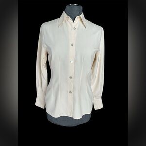 Ann Taylor Classic Cream Button-Up Women's Blouse, Size 4